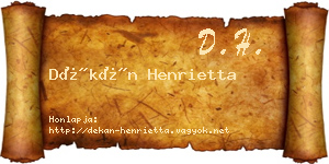 Dékán Henrietta névjegykártya