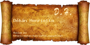 Dékán Henrietta névjegykártya
