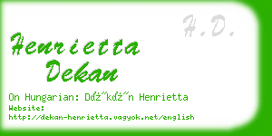 henrietta dekan business card